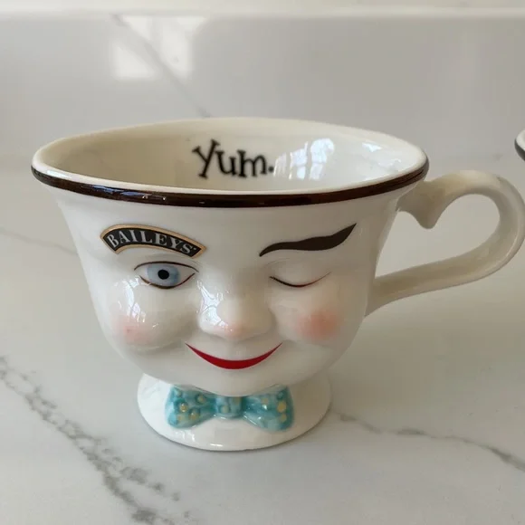 BAILEYS Limited Edition set winking teacups vintage boy girl white retro yum - Picture 3 of 8